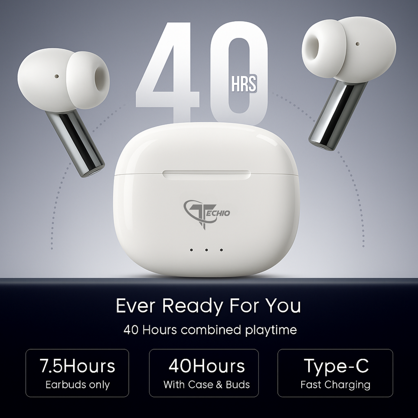 EchoPod Wireless Earbuds with 3D Surround Sound, Touch Control & Long Battery Backup