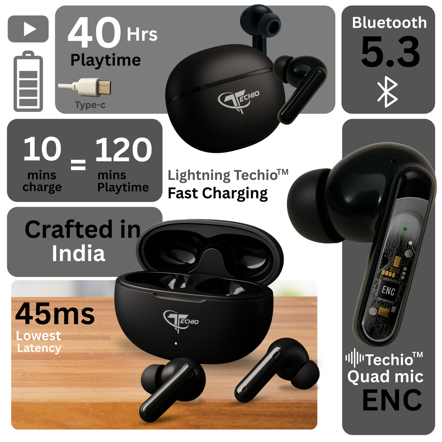 Gaming Earbuds with Low Latency & Surround Sound | Bluetooth 5.3