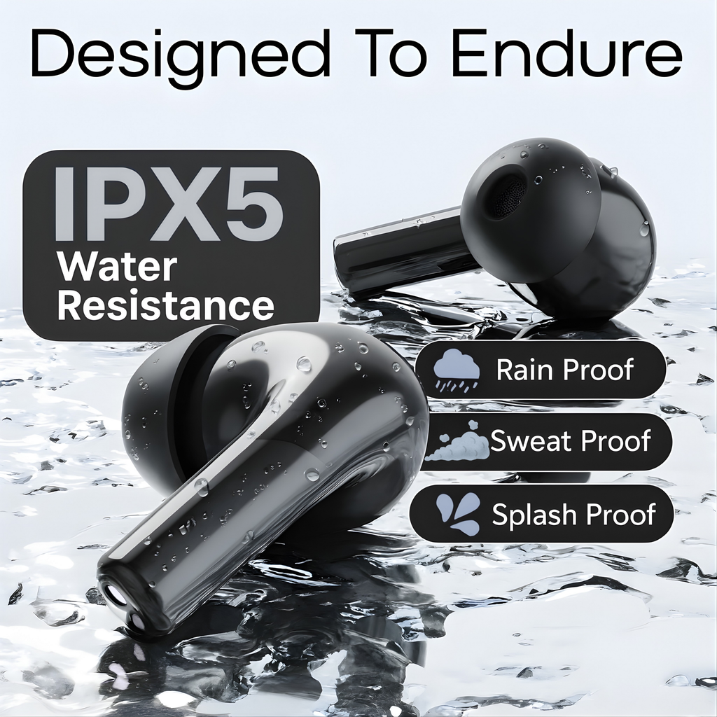 Techio True Wireless Bluetooth Earbuds with 13mm Drivers, ENC Mic, Bluetooth 5.3 & IPX5 Waterproof