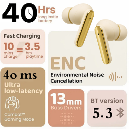 Latest Bluetooth Earbuds with Dual Mic & Voice Assistant Support