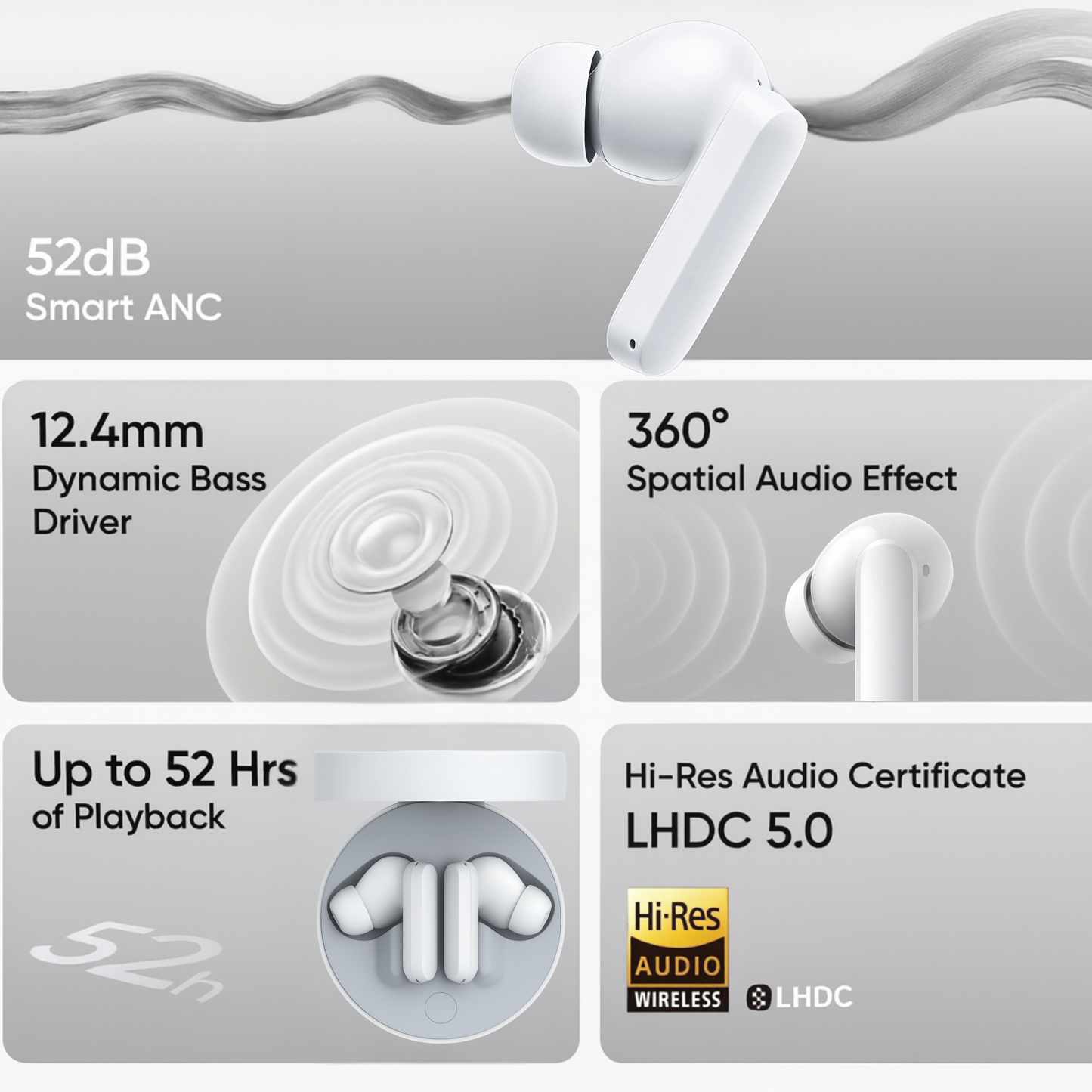 CMF by Nothing Buds Pro with 45 dB ANC, Ultra Bass Technology & upto 39 hours of battery life Bluetooth  (Light Grey, True Wireless)