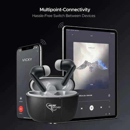 EchoPod Wireless Earbuds with 3D Surround Sound, Touch Control & Long Battery Backup
