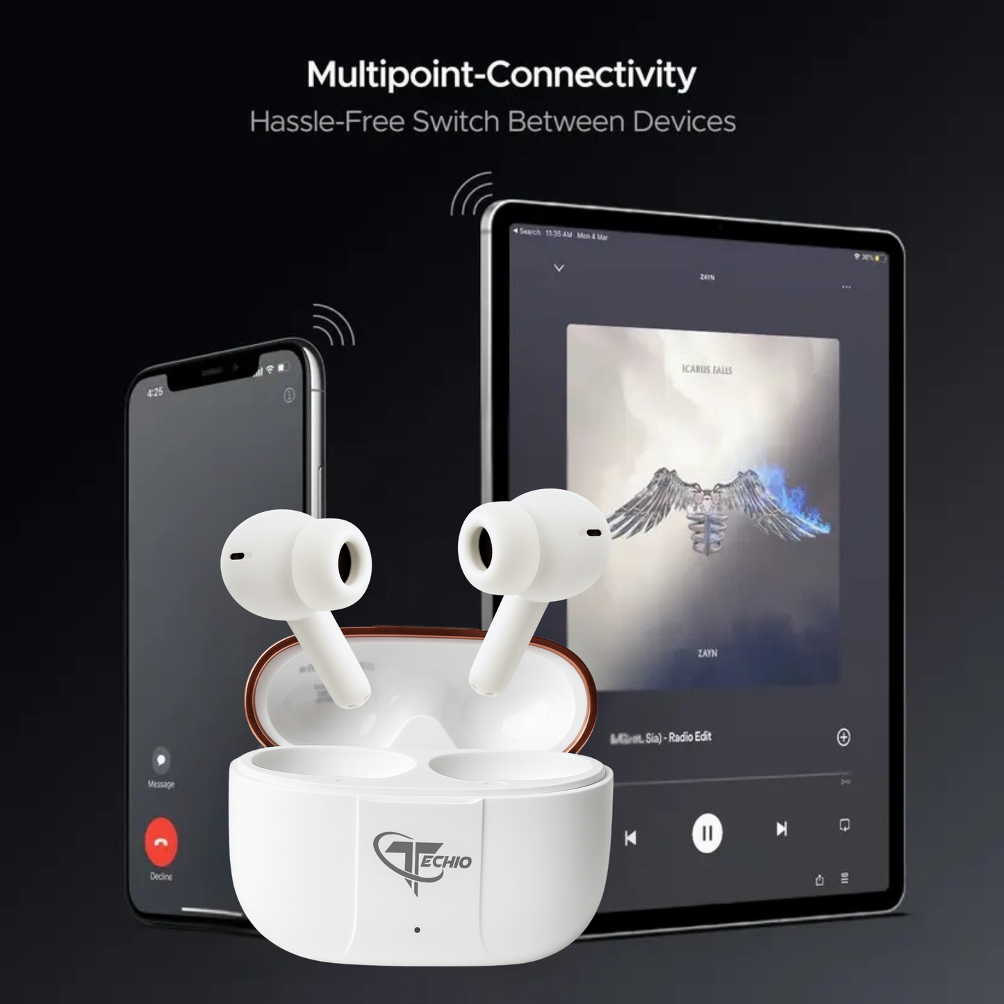 SonicWave True Wireless Earbuds with Deep Bass, ENC Mic, Bluetooth 5.3 & 40H Playtime