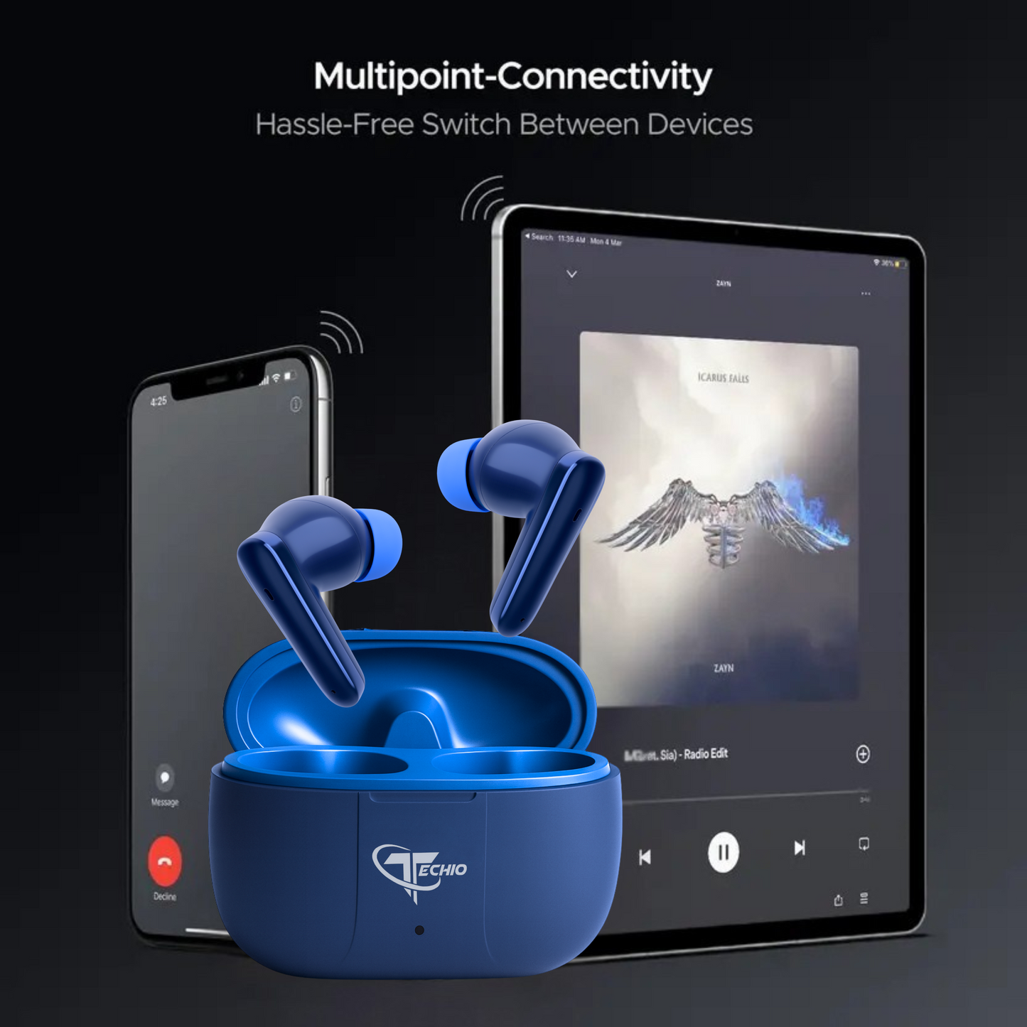 BassPulse Fusion X1 Pro Wireless Earbuds with Heavy Bass, Type-C Fast Charging & Voice