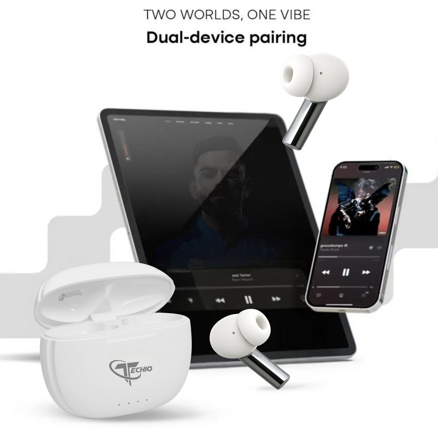 EchoPod Wireless Earbuds with 3D Surround Sound, Touch Control & Long Battery Backup
