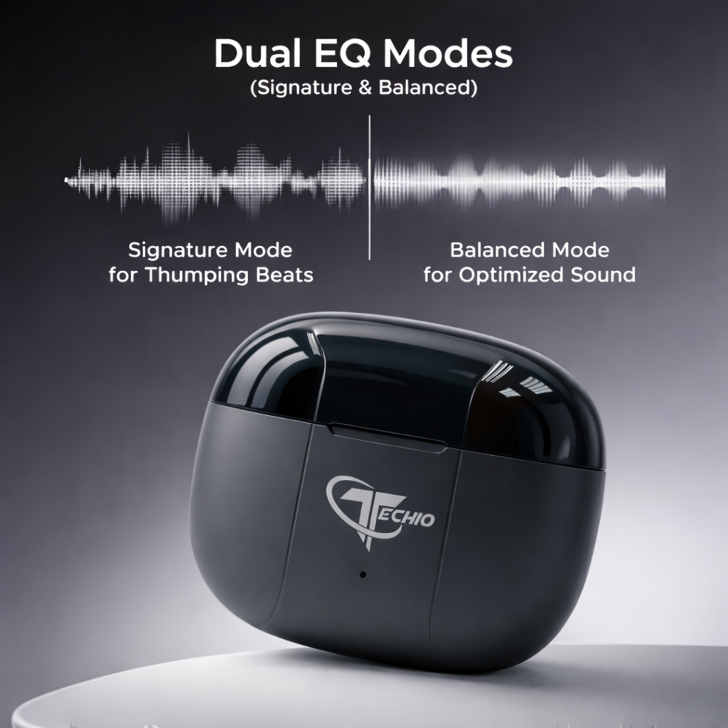 TECHIO Wireless Bluetooth Earbuds with ENC Mic | 40H Playtime | Bluetooth 5.3 | IPX5 |