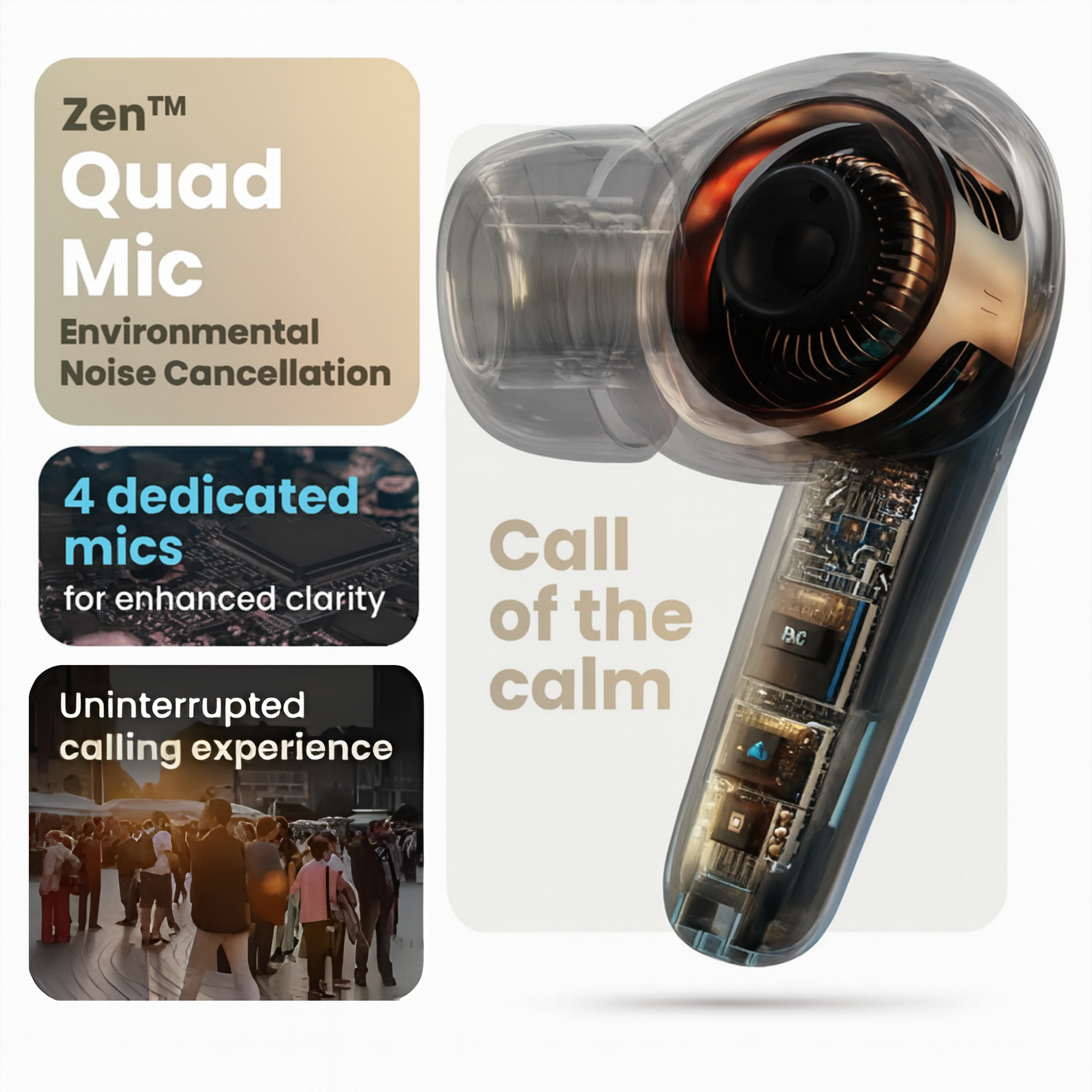 TECHIO Wireless Bluetooth Earbuds with ENC Mic | 40H Playtime | Bluetooth 5.3 | IPX5 |