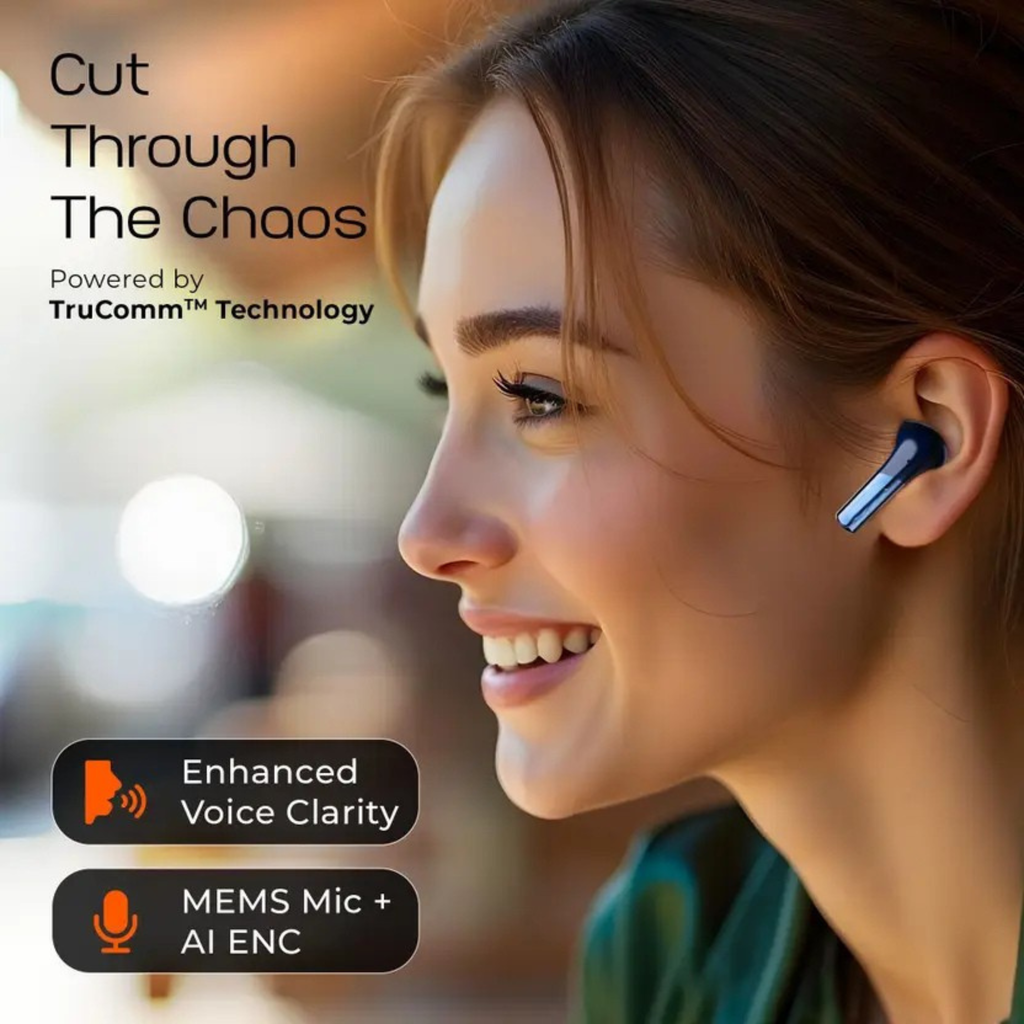 Techio True Wireless Bluetooth Earbuds with 13mm Drivers, ENC Mic, Bluetooth 5.3 & IPX5 Waterproof