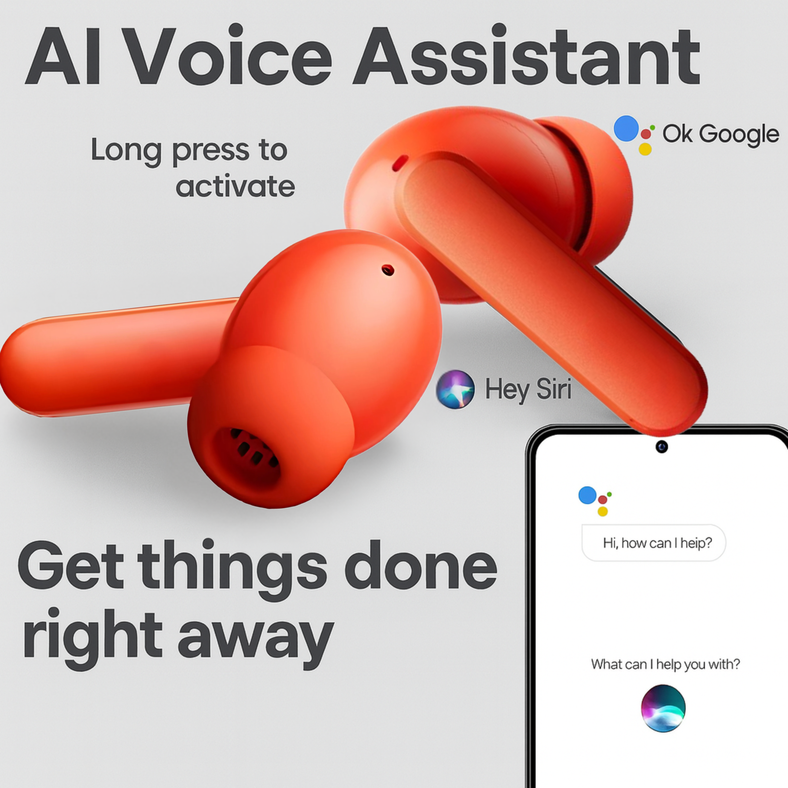 TECHIO Wireless Bluetooth Earbuds with ENC & Touch Control