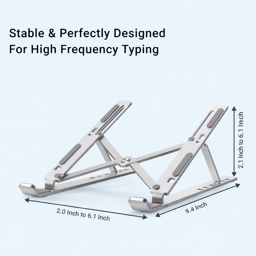 Aluminium Adjustable Laptop Stand | Foldable Ergonomic Laptop Stand for Desk
