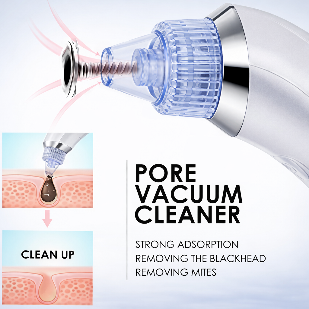 Electric Pore Vacuum Cleaner Blackhead Remover with 4 Suction Heads