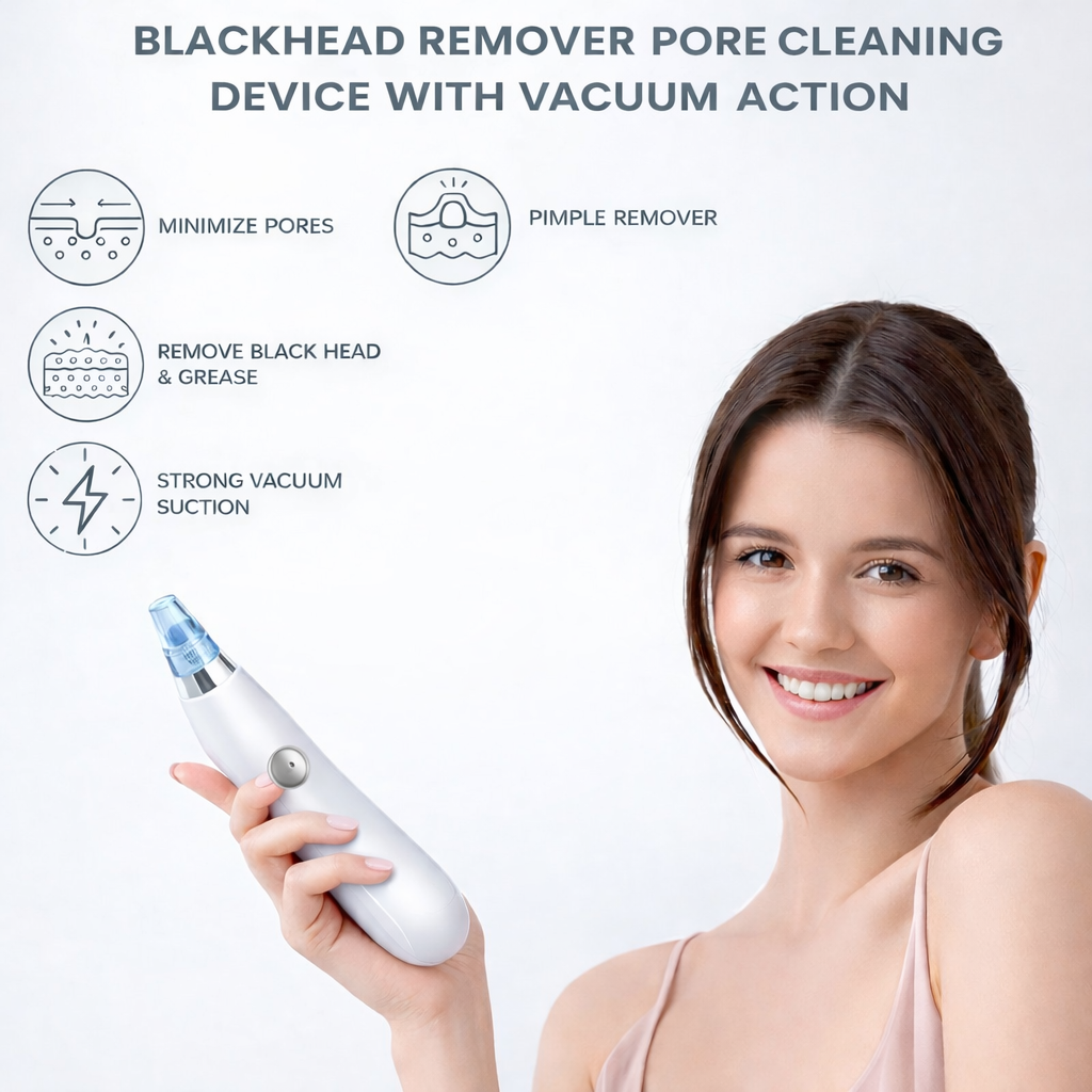 Electric Pore Vacuum Cleaner Blackhead Remover with 4 Suction Heads