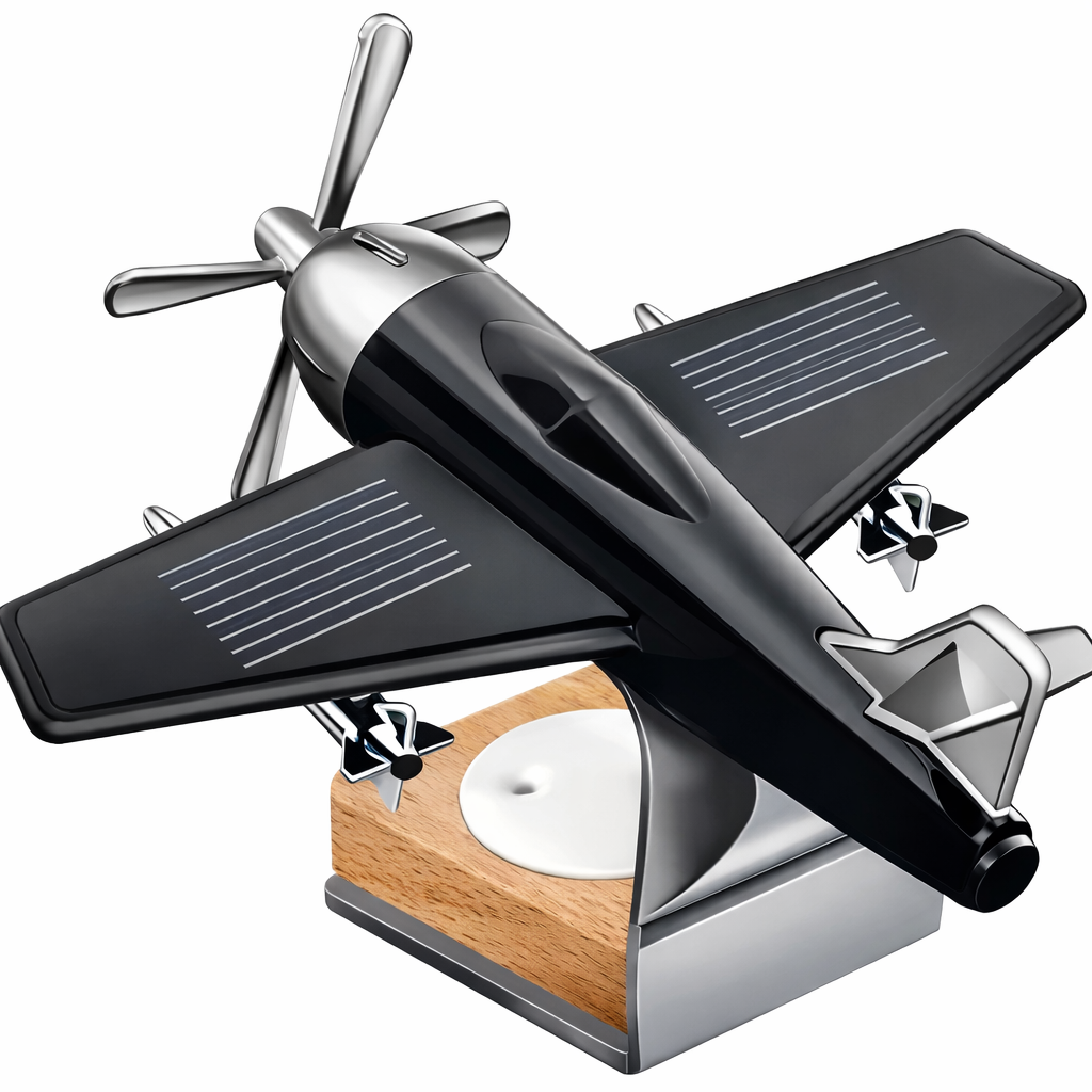 Techio Solar Powered Airplane Desk Toy | Rotating Propeller Aircraft Model