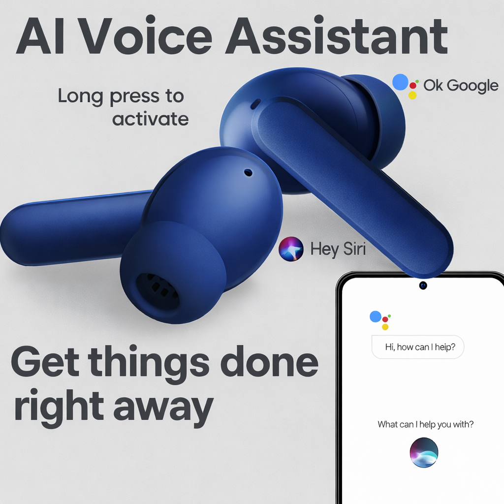 Techio Wireless Bluetooth Earbuds with Mic, Deep Bass