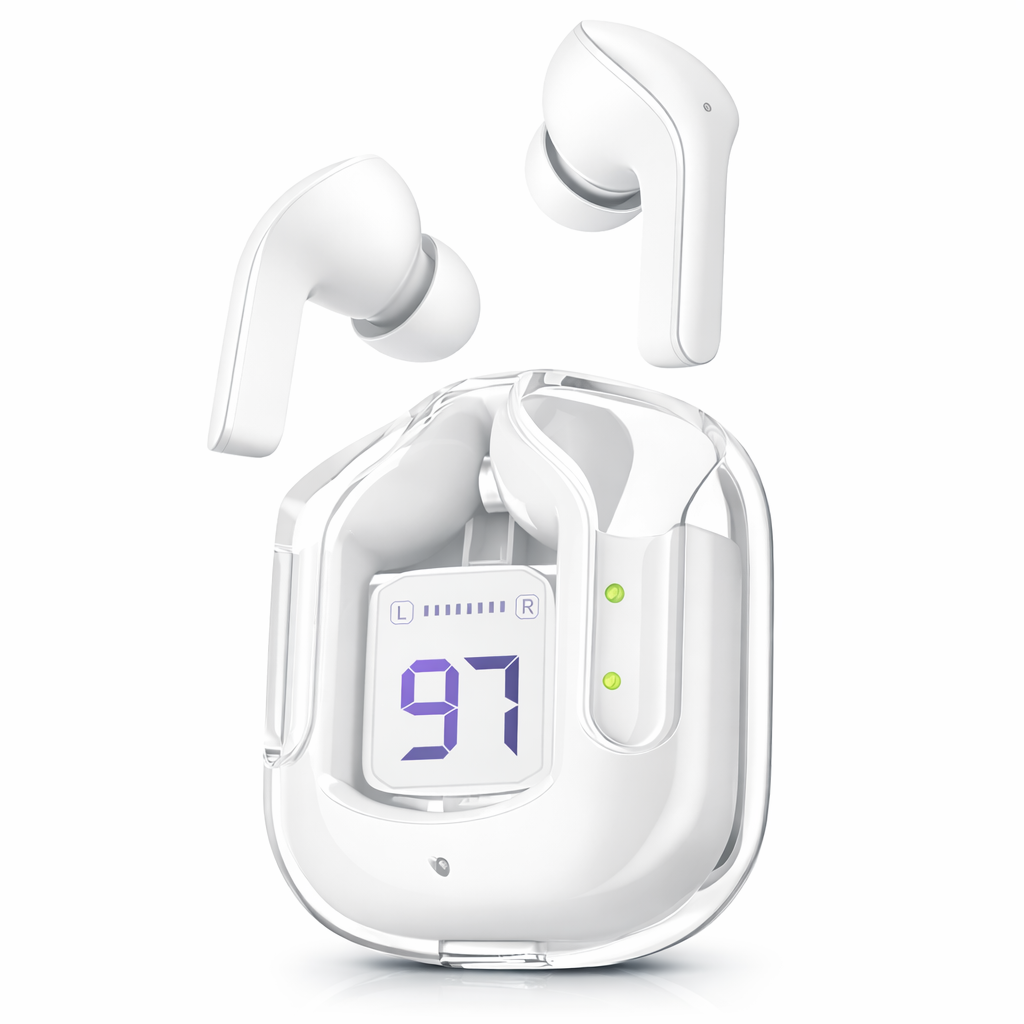 TECHIO Bluetooth 5.3 Wireless Earbuds with Digital Display & ENC