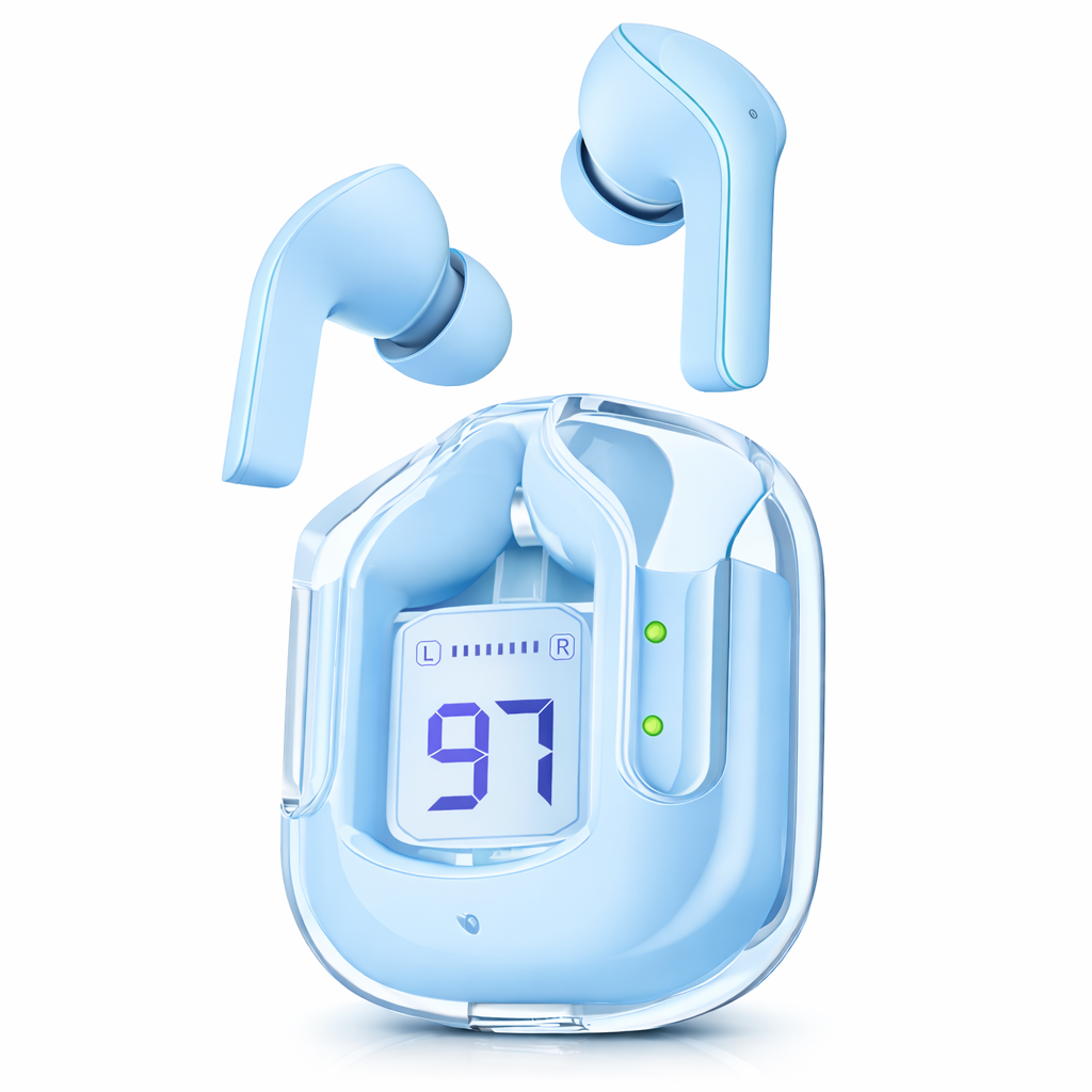 TECHIO Bluetooth 5.3 Wireless Earbuds with Digital Display & ENC