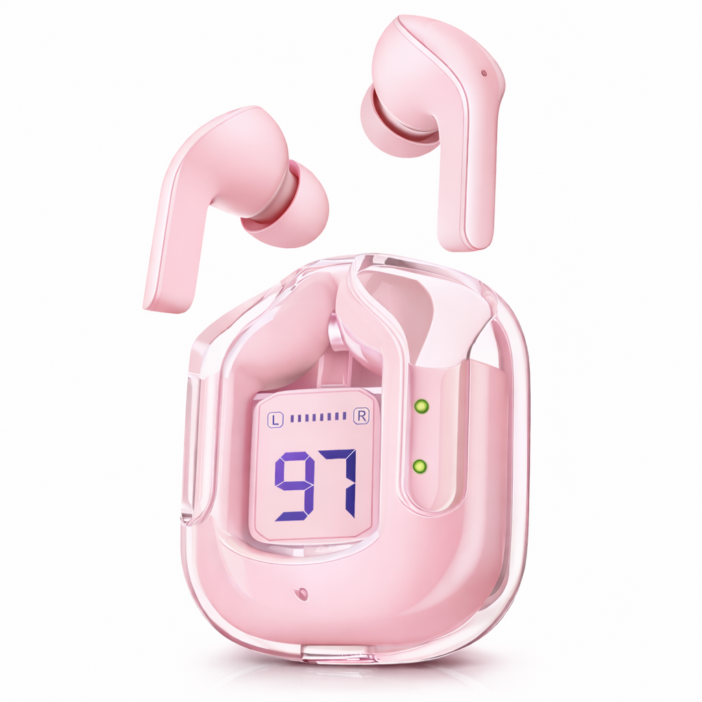 TECHIO Bluetooth 5.3 Wireless Earbuds with Digital Display & ENC