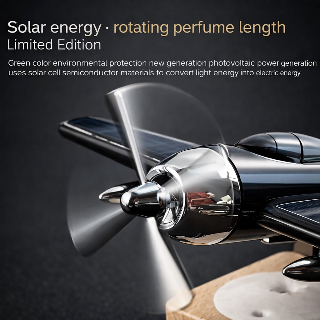 Techio Solar Powered Airplane Desk Toy | Rotating Propeller Aircraft Model