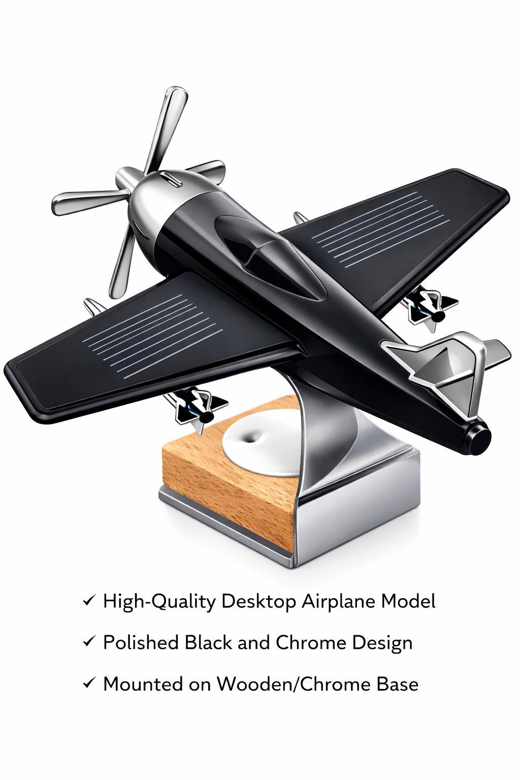 Techio Solar Powered Airplane Desk Toy | Rotating Propeller Aircraft Model