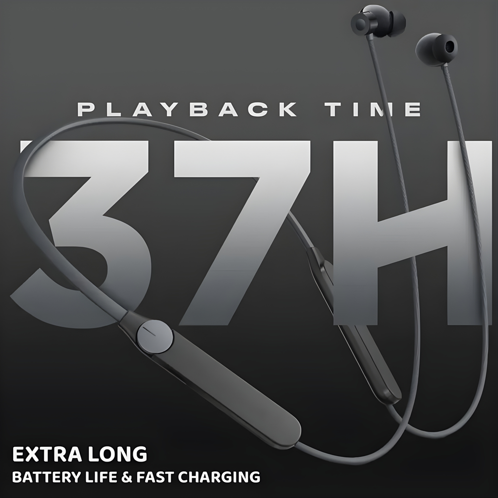 Techio Wireless Bluetooth Neckband Earphones with Mic | Deep Bass