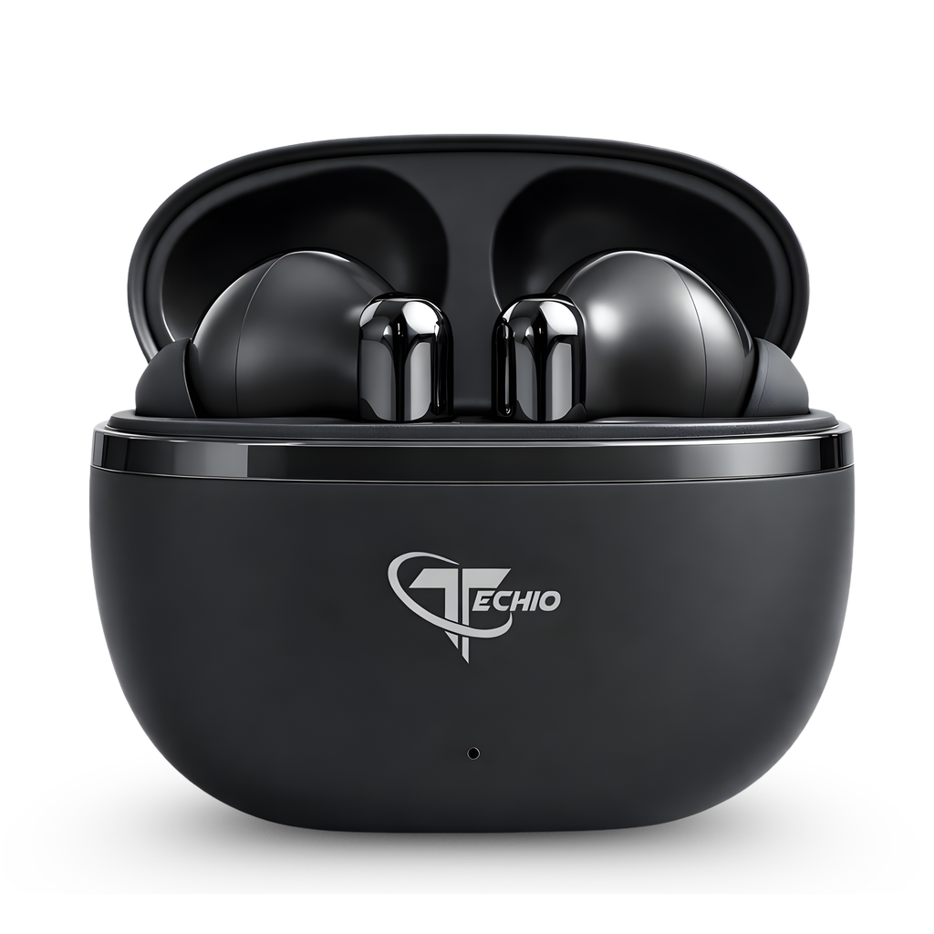 TECHIO True Wireless Earbuds with ENC Mic | 13mm Bass | Fast Charging | Bluetooth 5.3