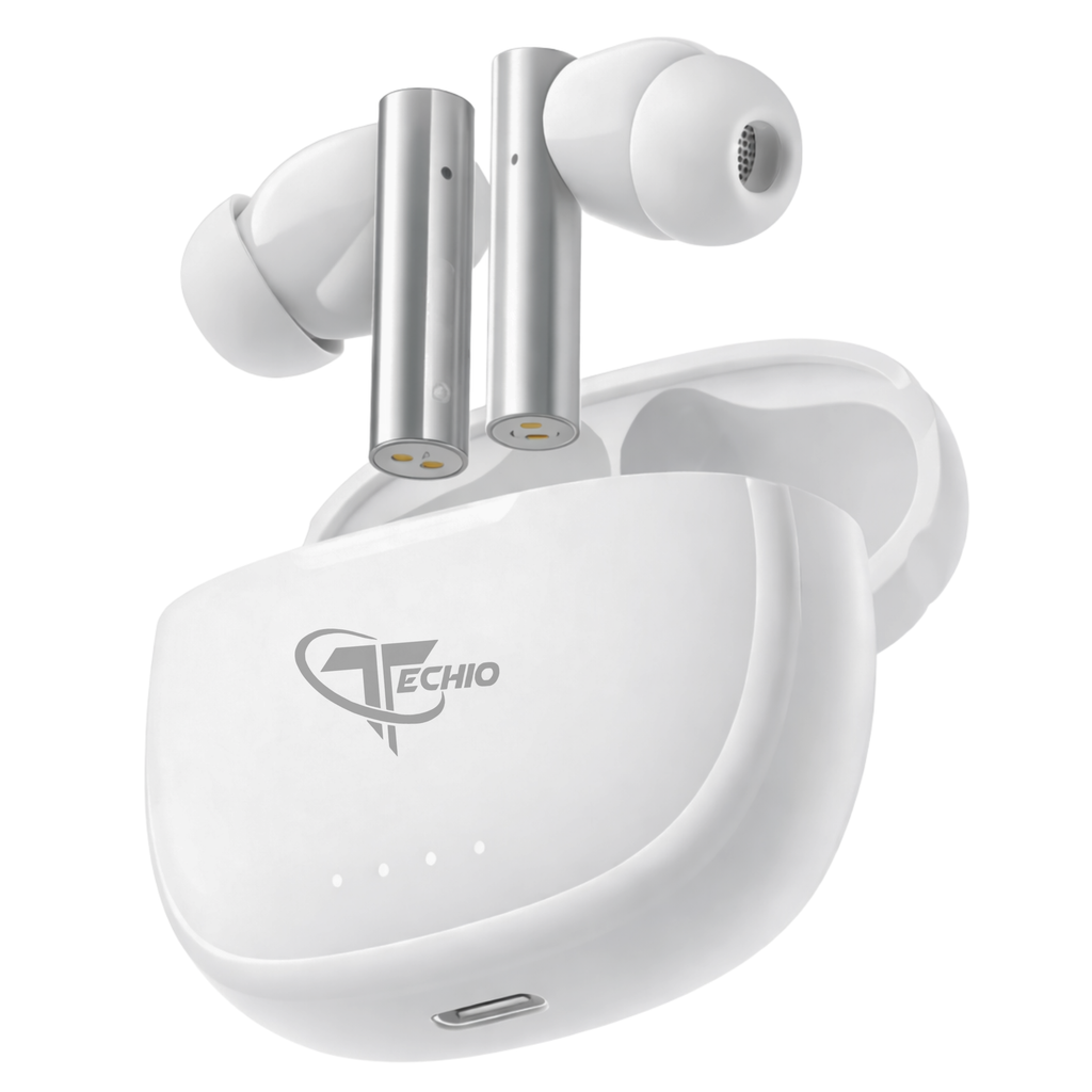TECHIO Wireless Bluetooth Earbuds with Charging Case | ENC Mic