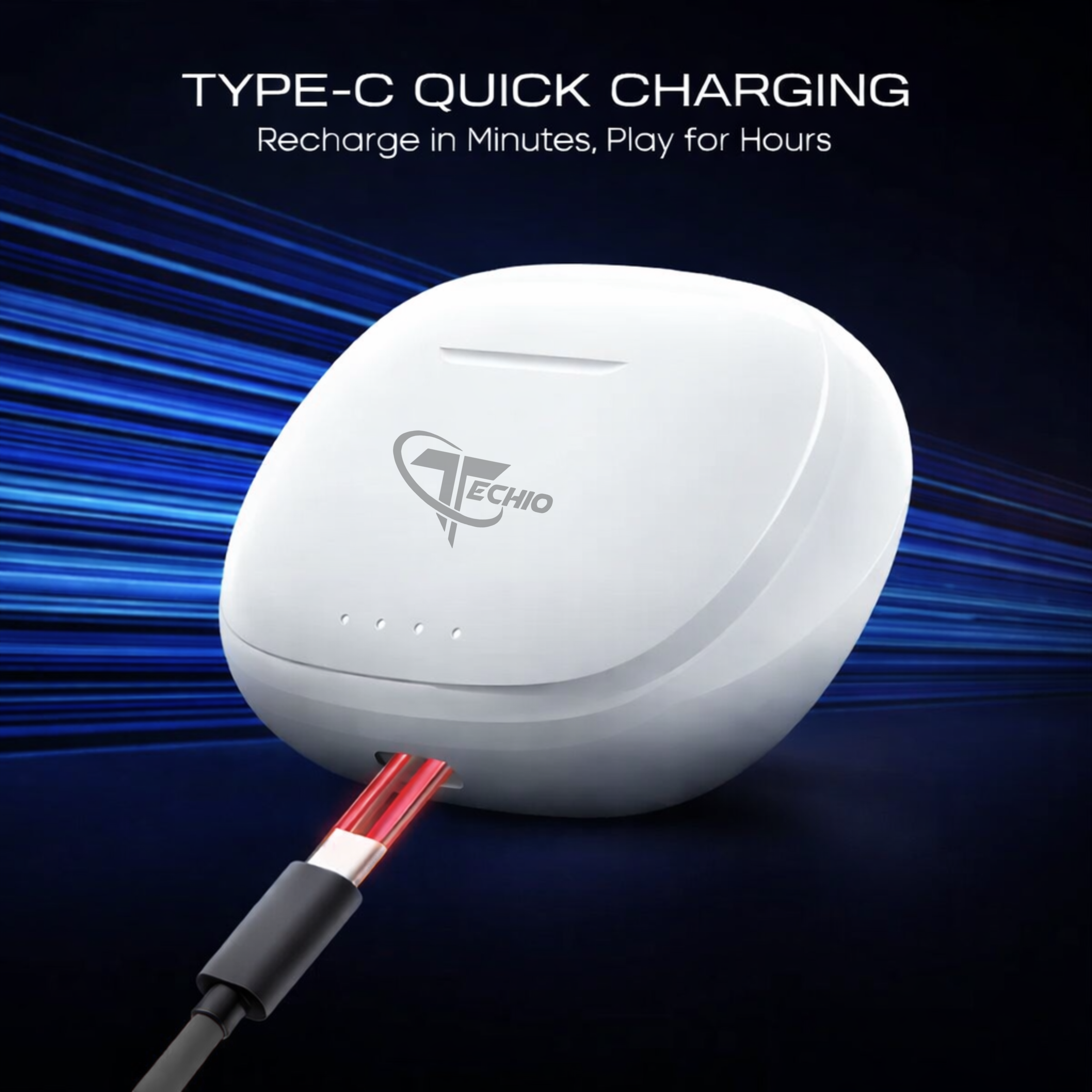 TECHIO Wireless Bluetooth Earbuds with Charging Case | ENC Mic