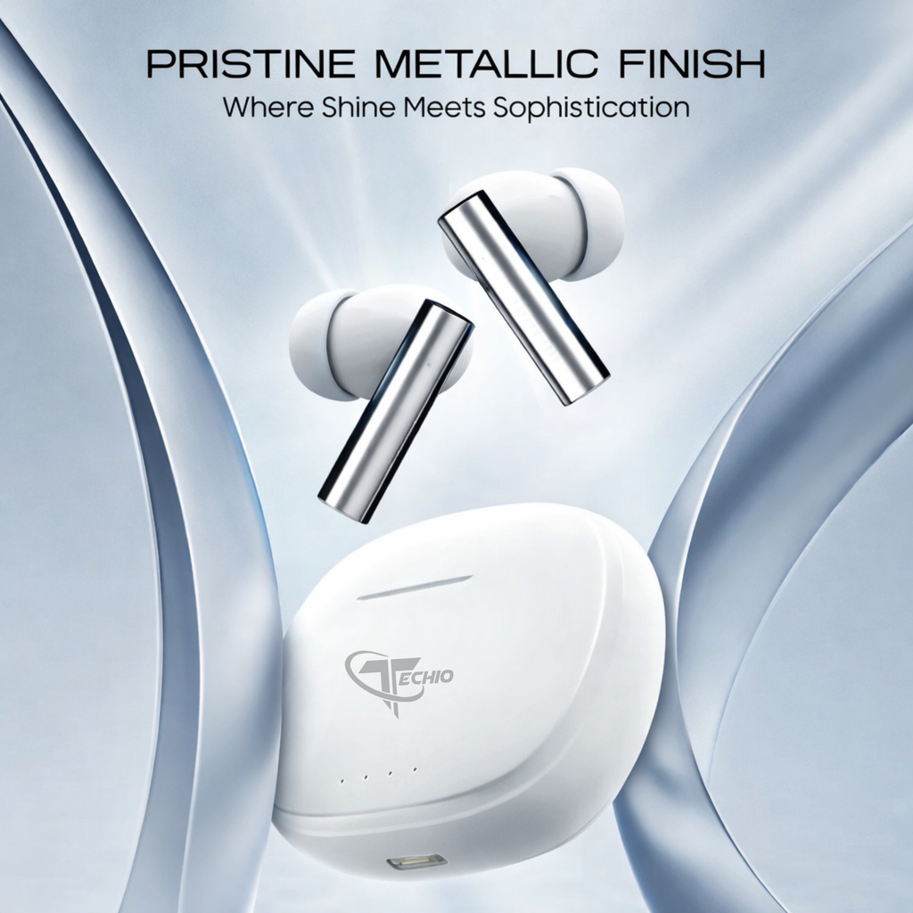 TECHIO Wireless Bluetooth Earbuds with Charging Case | ENC Mic