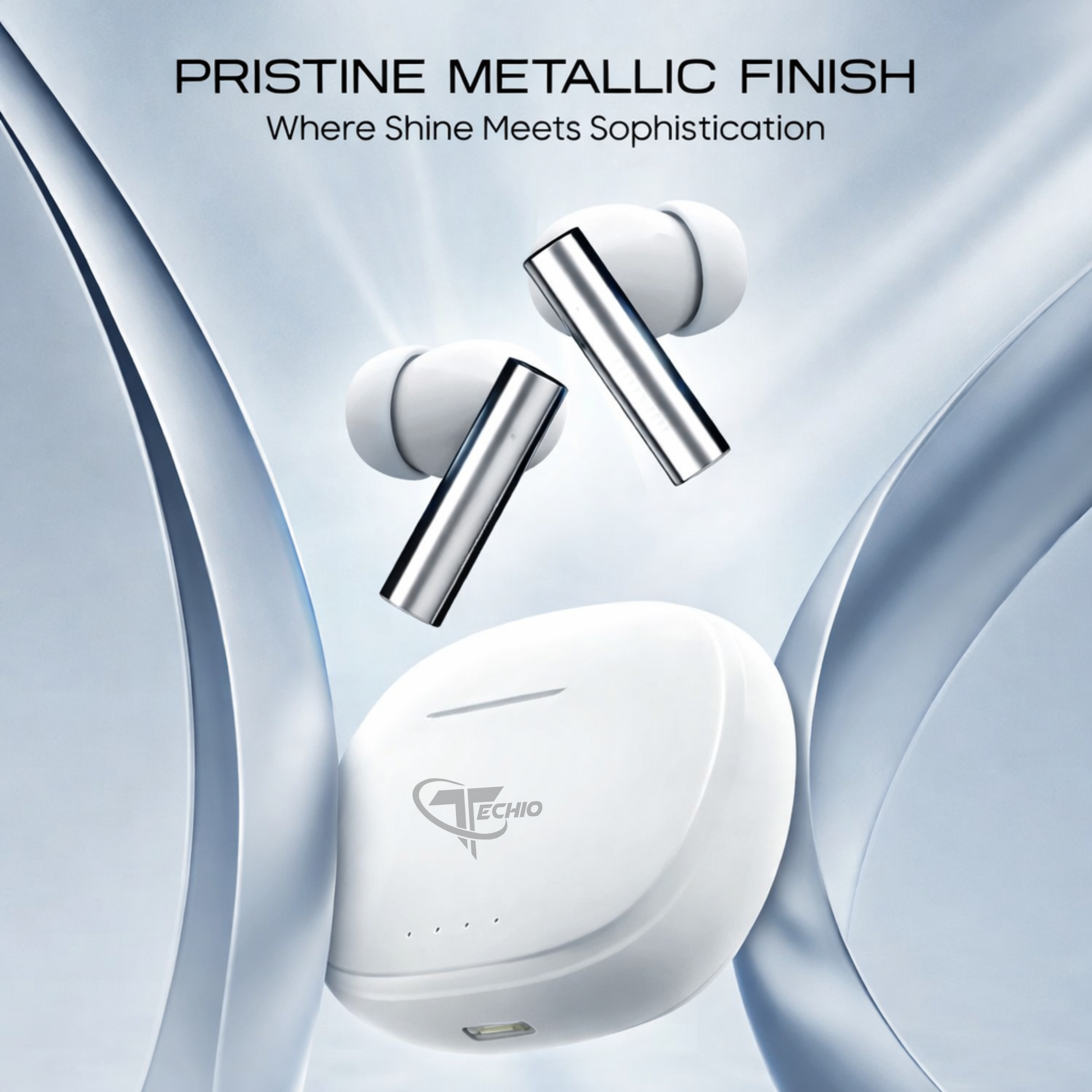 TECHIO Wireless Bluetooth Earbuds with Charging Case | ENC Mic