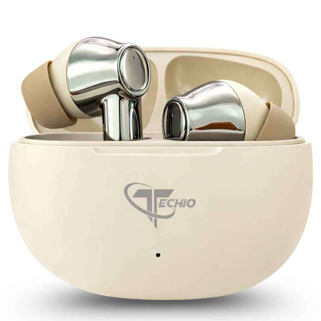 TECHIO True Wireless Bluetooth Earbuds with Deep Bass, Touch Controls & Long Battery Life