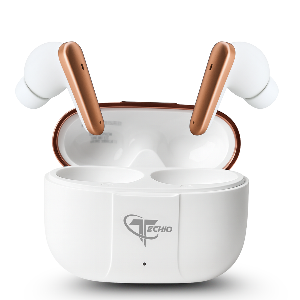 TECHIO Wireless Bluetooth Earbuds with ENC Mic | 40H Playtime | Bluetooth 5.3 | IPX5 |