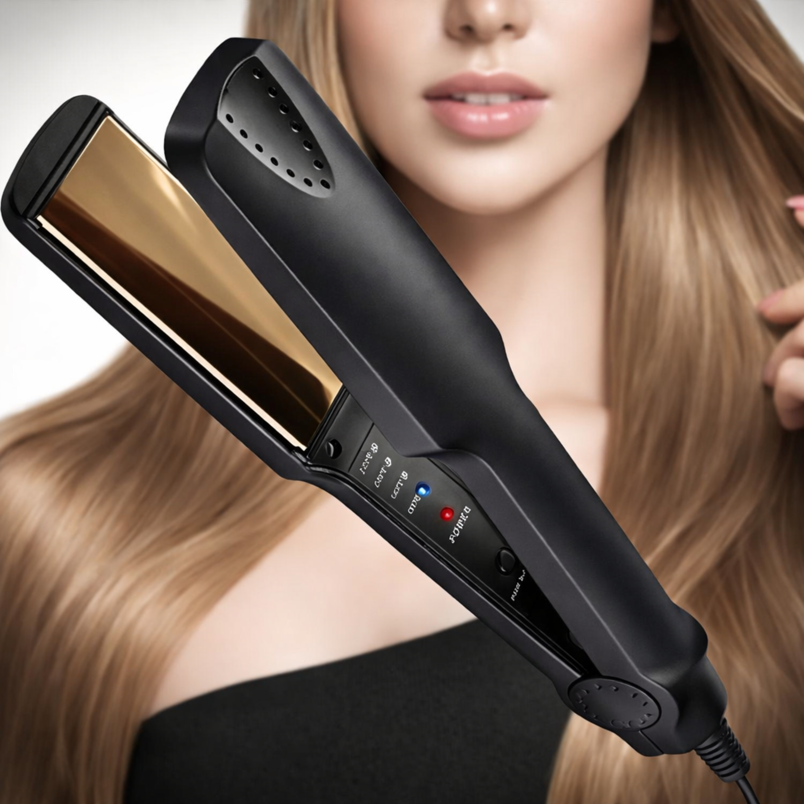 Professional Hair Straightener | Ceramic Plates | Fast Heating | Black & Gold