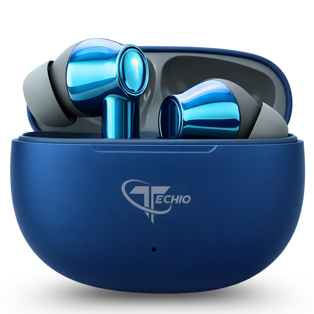 TECHIO True Wireless Bluetooth Earbuds with Deep Bass, Touch Controls & Long Battery Life