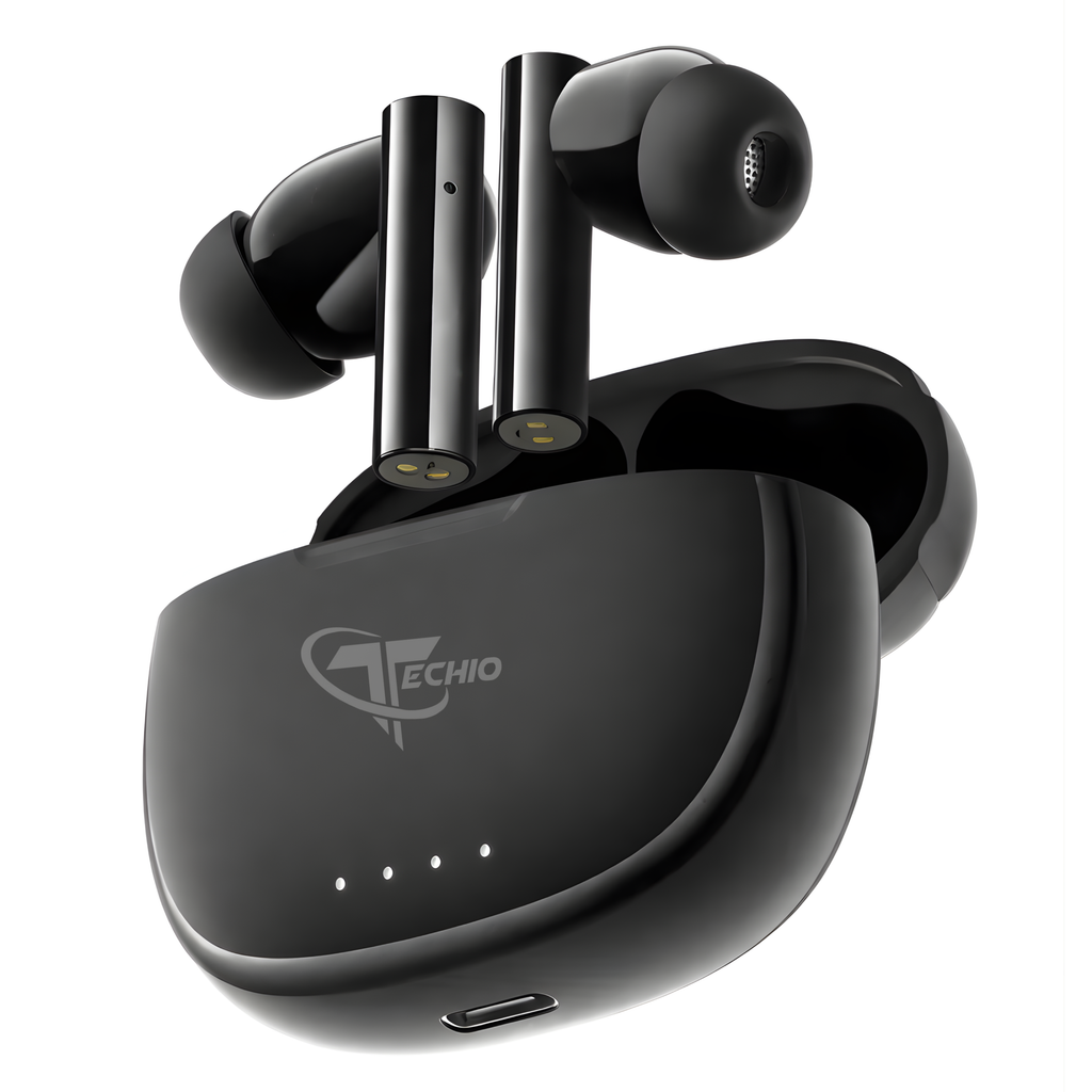 TECHIO Wireless Bluetooth Earbuds with Charging Case | ENC Mic