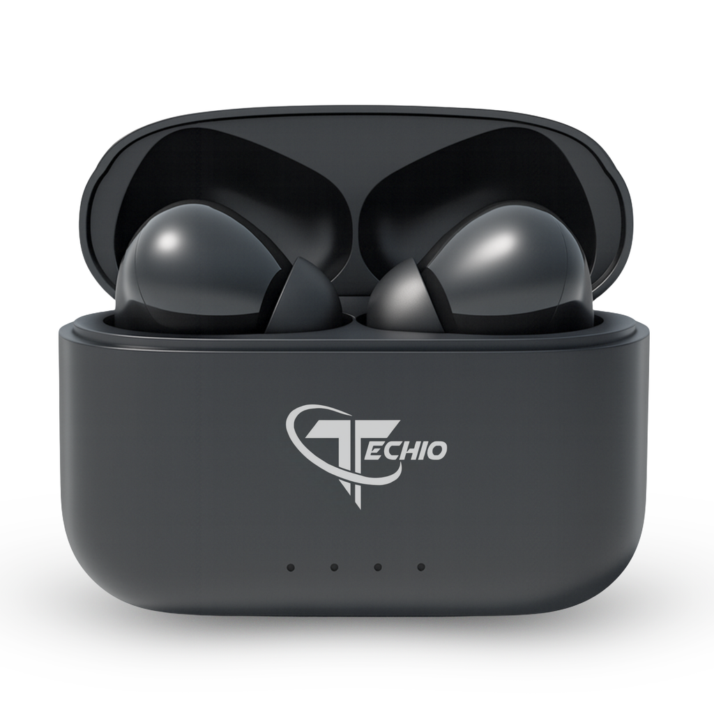 Techio True Wireless Bluetooth Earbuds with 13mm Drivers, ENC Mic, Bluetooth 5.3 & IPX5 Waterproof