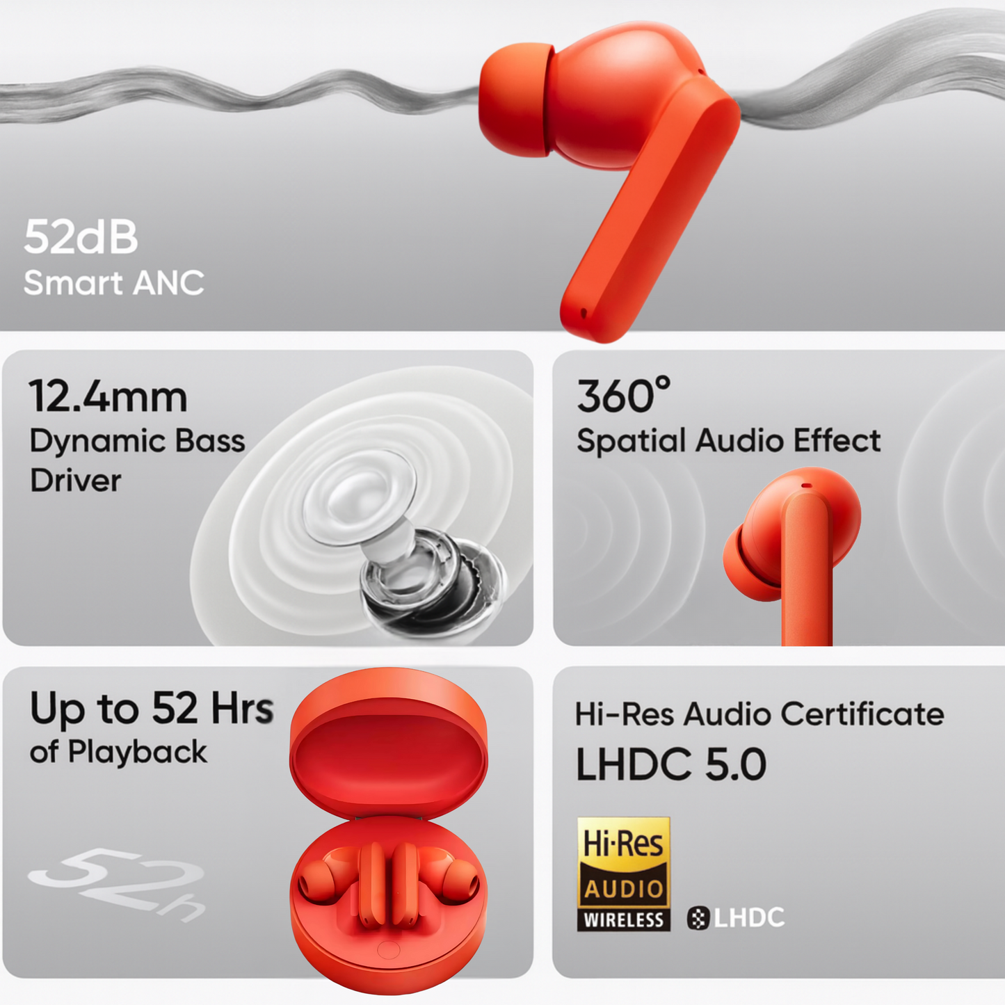 CMF by Nothing Buds Pro with 45 dB ANC, Ultra Bass Technology & upto 39 hours of battery life Bluetooth  (Orange, True Wireless)
