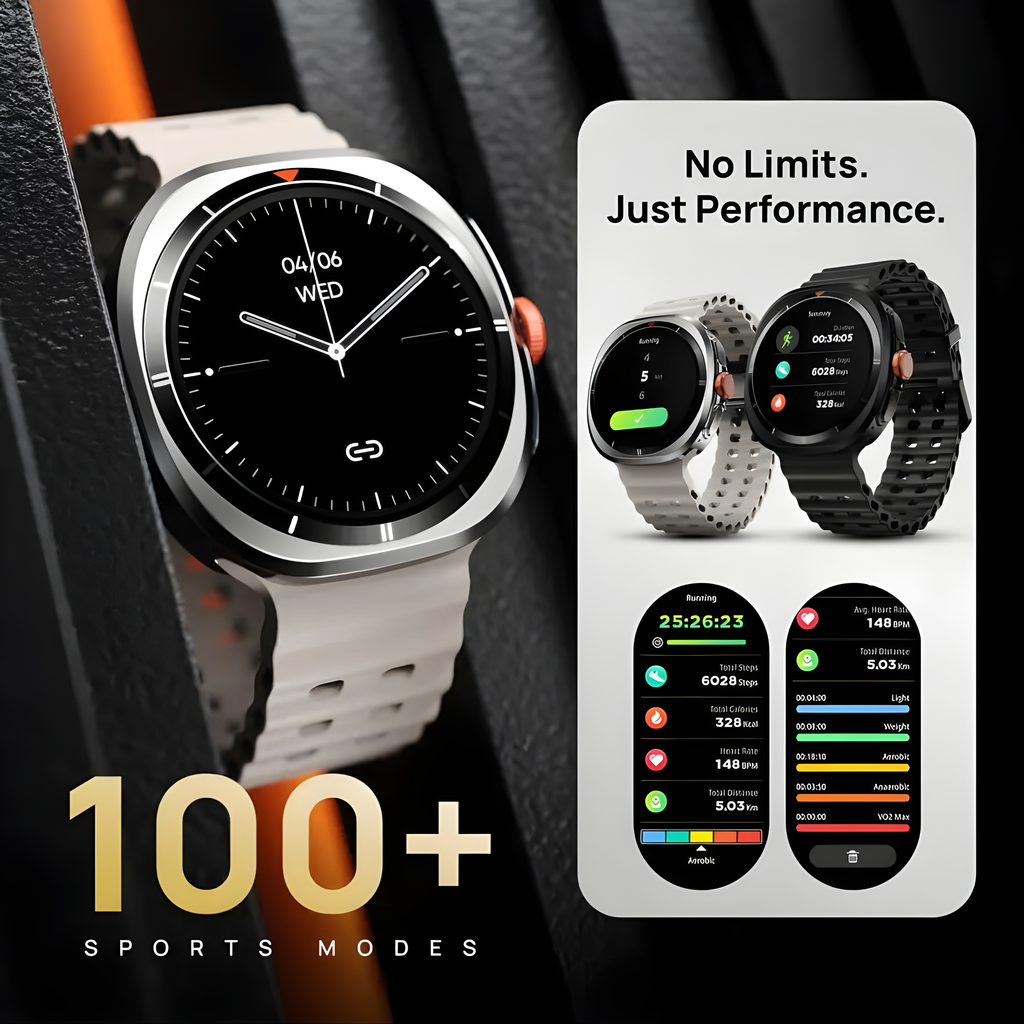 TECHIO Axiom Smartwatch | AMOLED Display | Bluetooth Calling | Fitness Tracker