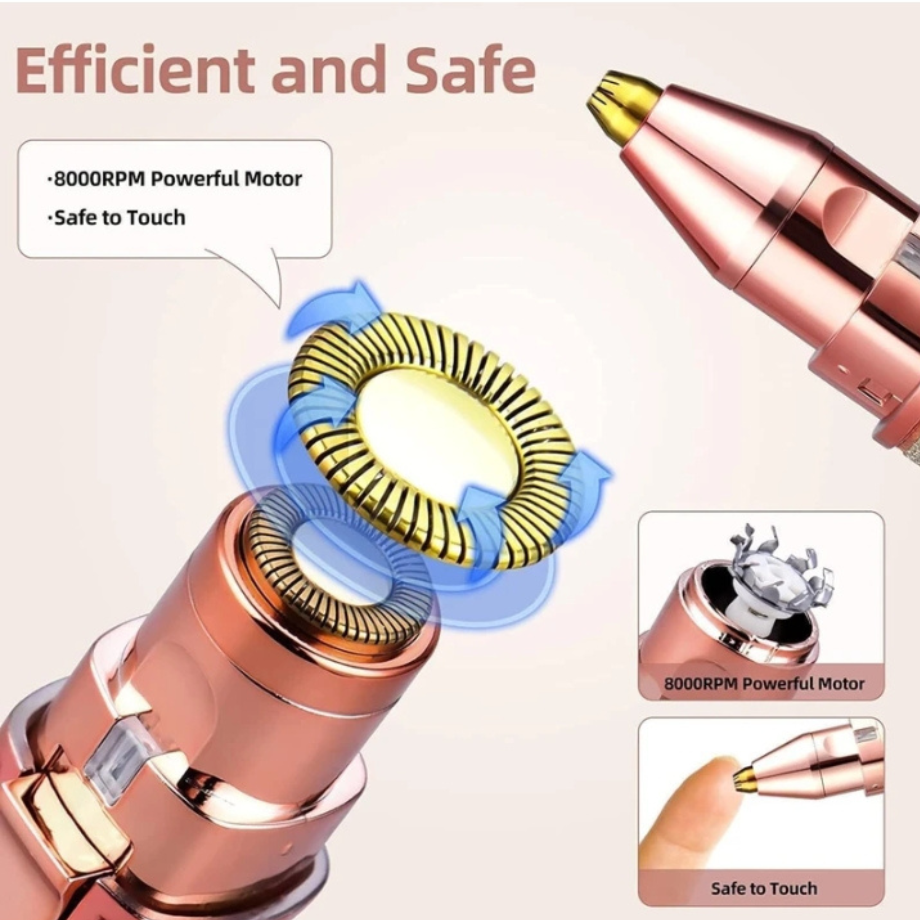 Techio Women Rechargeable Eyebrow Trimmer – Painless Hair Remover